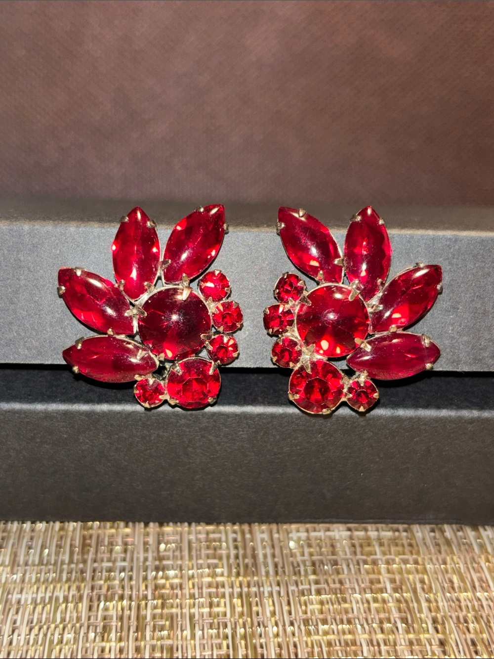 Vintage red glass earrings
